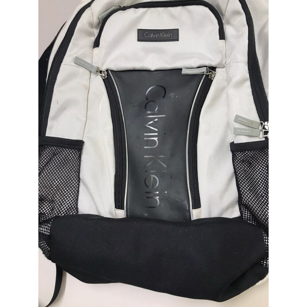 Calvin Klein Backpack Silver Black Laptop Bookbag Multi Pocket School $139.50 - Picture 4 of 16